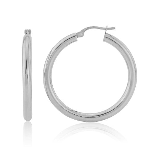 9ct White Gold Medium Hoop Earring