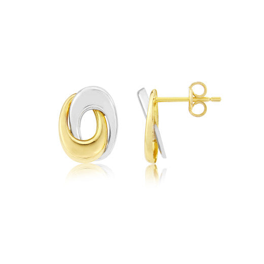 9ct Yellow and White Gold Interlocked Earrings