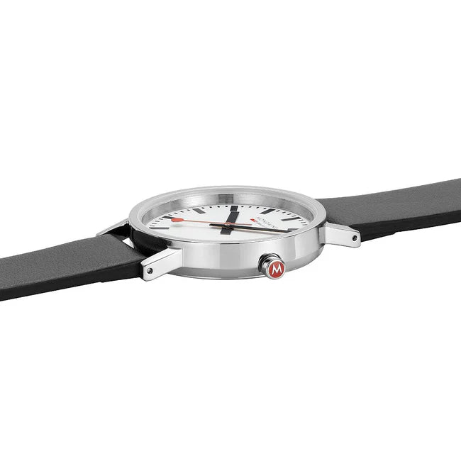 Mondaine Classic 36mm Vegan Leather Strap Watch