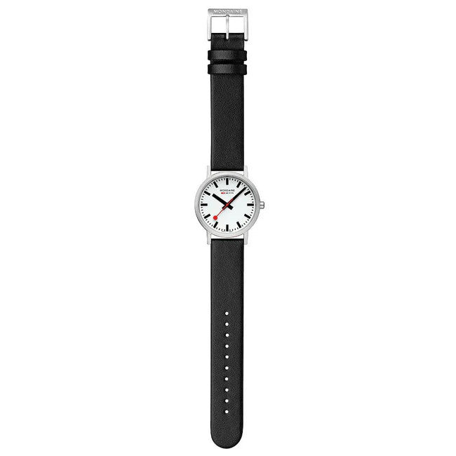 Mondaine Classic 36mm Vegan Leather Strap Watch
