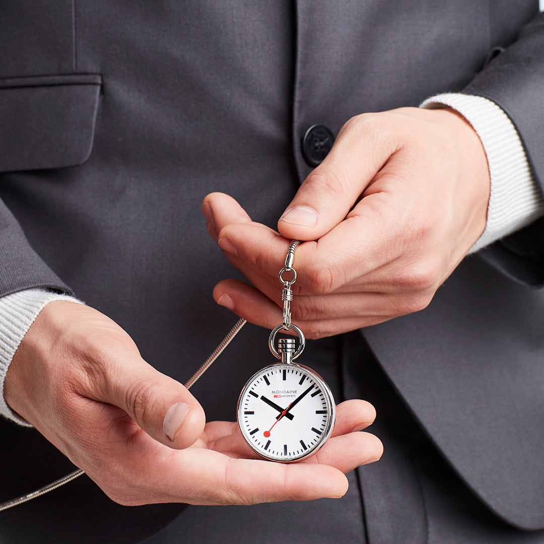 Mondaine Pocket Watch 43mm White Dial