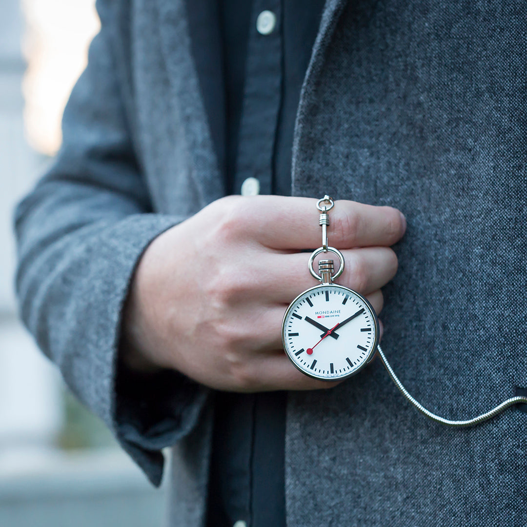 Mondaine Pocket Watch 43mm White Dial