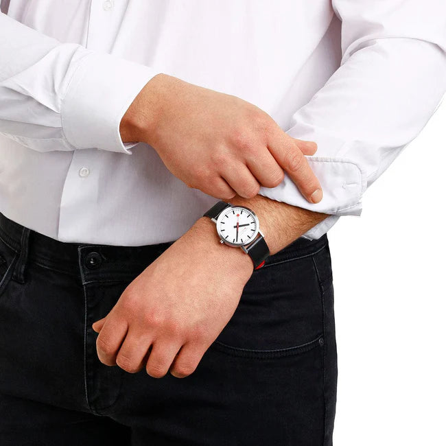 Mondaine Classic 40mm Vegan Grape Leather Strap