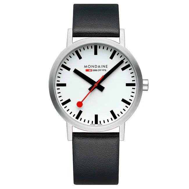 Mondaine Classic 40mm Vegan Grape Leather Strap