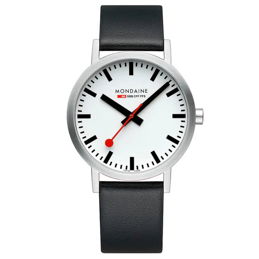 Mondaine Classic 40mm Vegan Grape Leather Strap