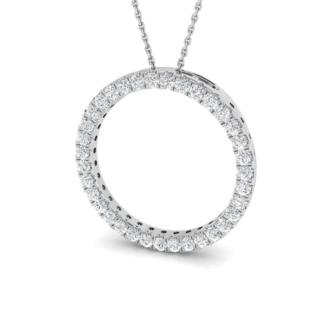 9ct White Gold Round Diamond Pendant 0.75ct