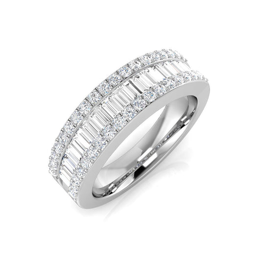 18ct White Gold Baguette & Round Brilliant Cut Diamond Eternity Ring