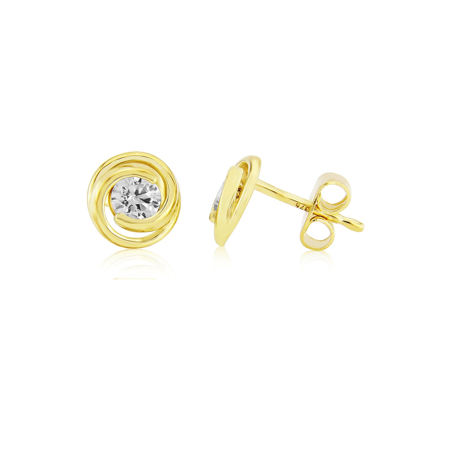 9ct Yellow Gold Cubic Zirconia Swirl Stud Earrings