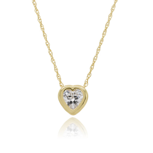 9ct Yellow Gold Cubic Zirconia Heart Pendant