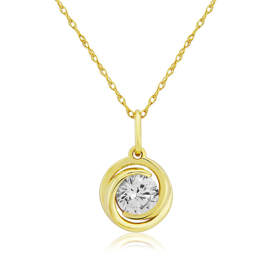 9ct Yellow Gold Cubic Zirconia Swirl Pendant