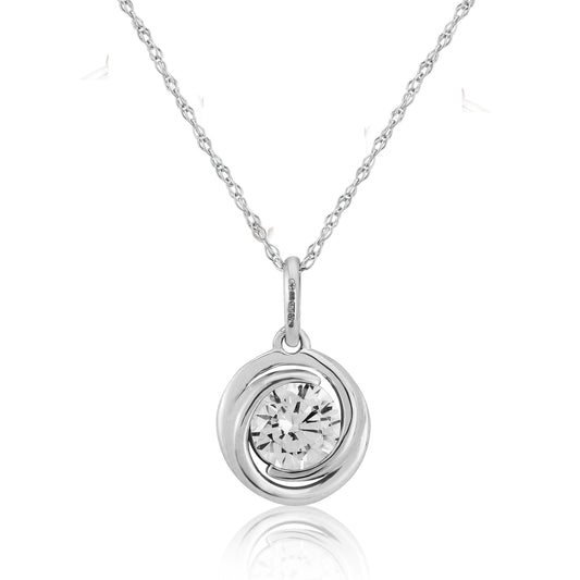 9ct White Gold Cubic Zirconia Swirl Pendant