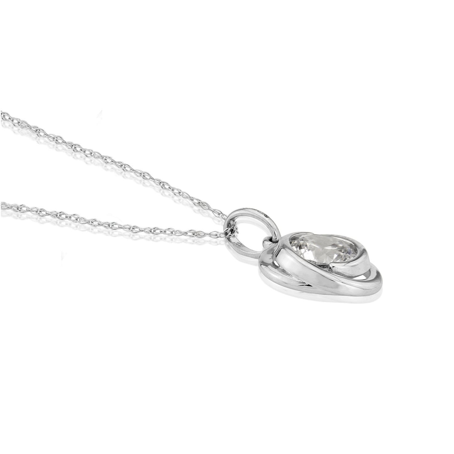 9ct White Gold Cubic Zirconia Swirl Pendant