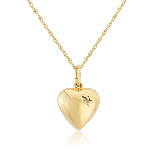 9ct Yellow Gold Diamond Heart Pendant