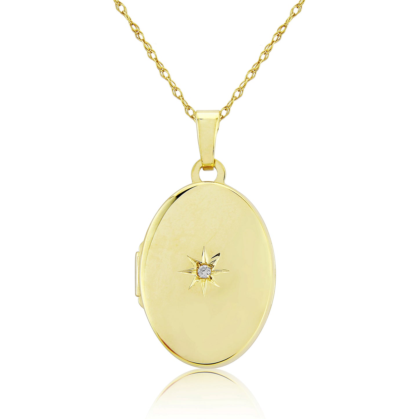 9ct Yellow Gold Diamond Oval Locket