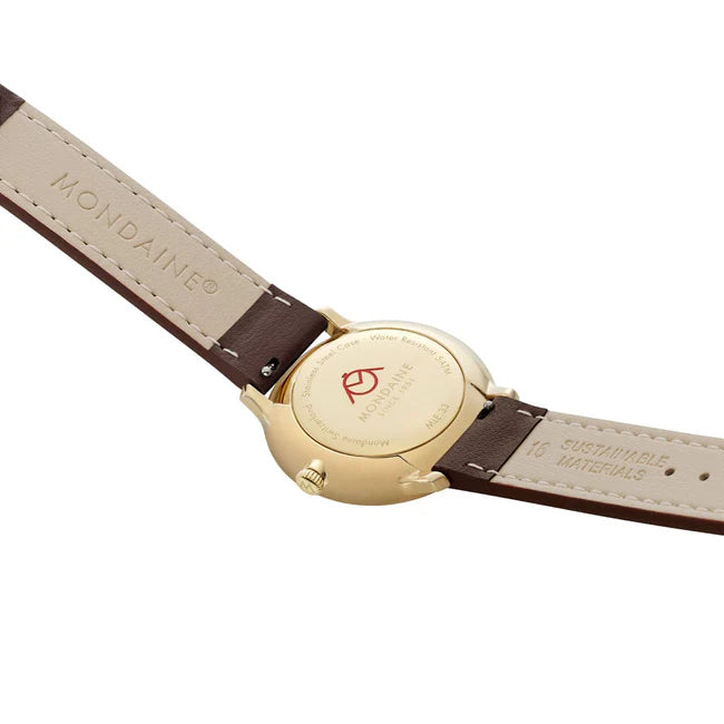 Mondaine Doppio 33mm Brown Vegan Leather Strap