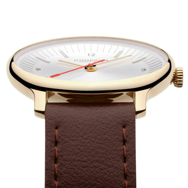 Mondaine Doppio 33mm Brown Vegan Leather Strap