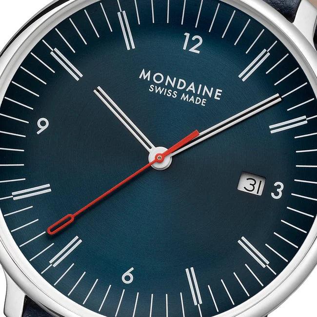 Mondaine Doppio 41mm Blue Dial Set Vegan Leather Strap