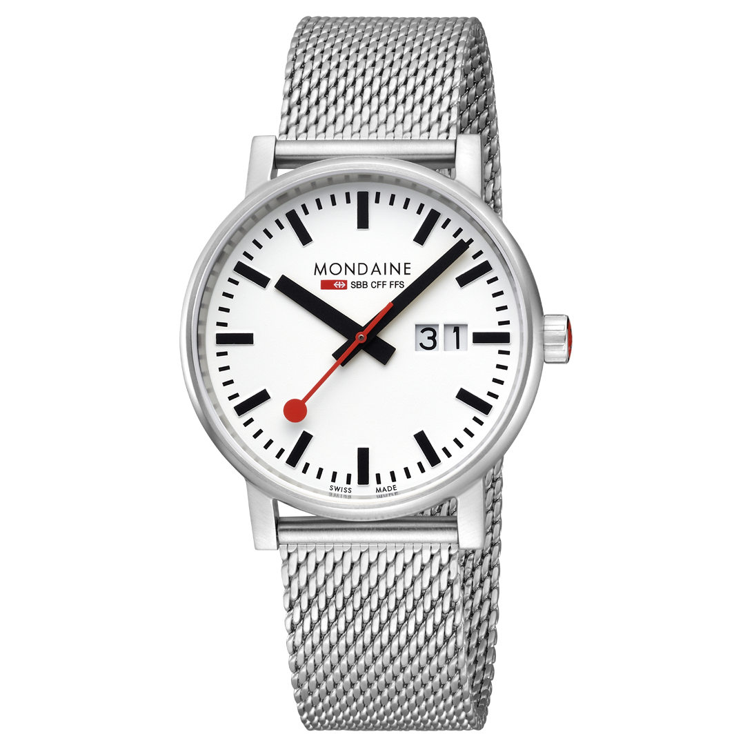 Mondaine Evo2 40mm Gents Steel Watch White