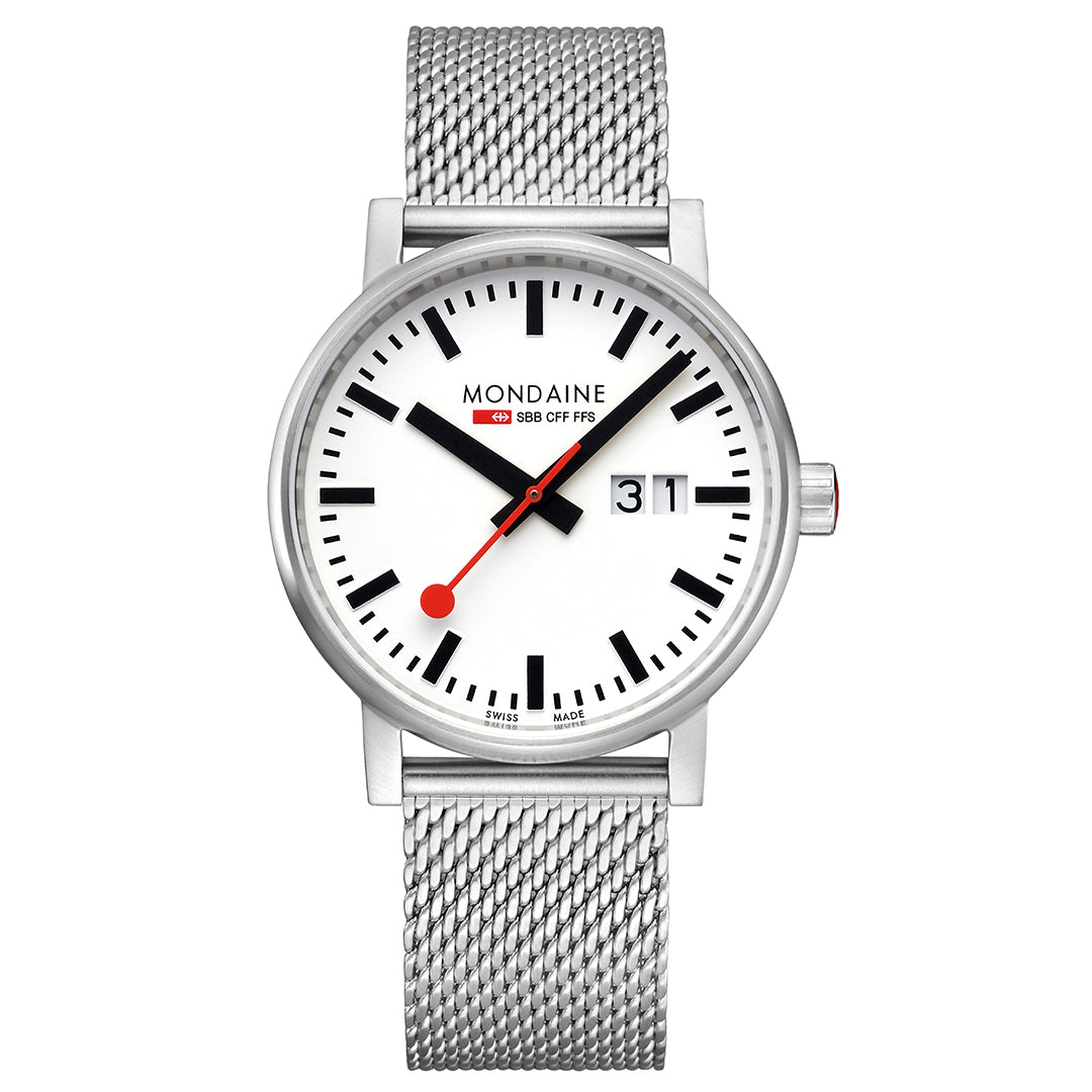 Mondaine Evo2 40mm Gents Steel Watch White