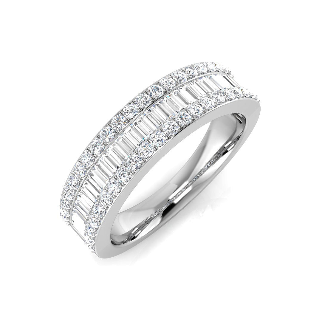 18ct White Gold Baguette & Round Brilliant Cut Diamond Eternity Ring