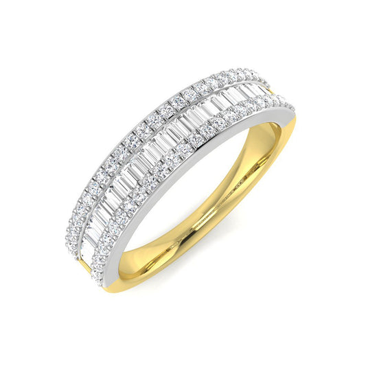 18ct Yellow Gold Baguette & Round Brilliant Diamond Eternity Ring