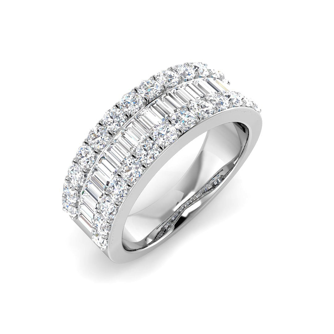 18ct White Gold Baguette & Round Brilliant Cut Diamond Eternity Ring