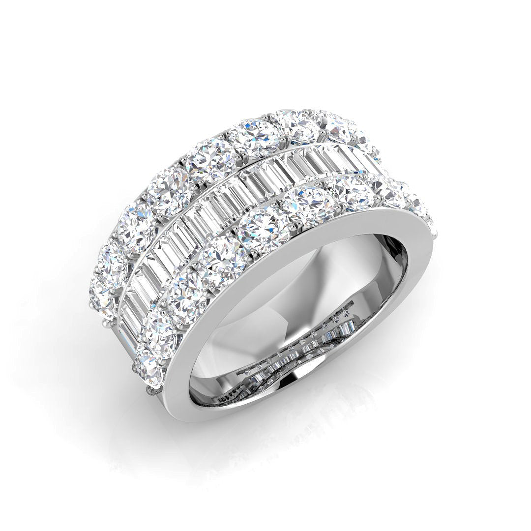 18ct White Gold Baguette & Round Brilliant Diamond Eternity Ring