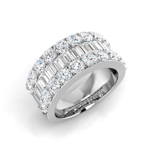 18ct White Gold Baguette & Round Brilliant Diamond Eternity Ring